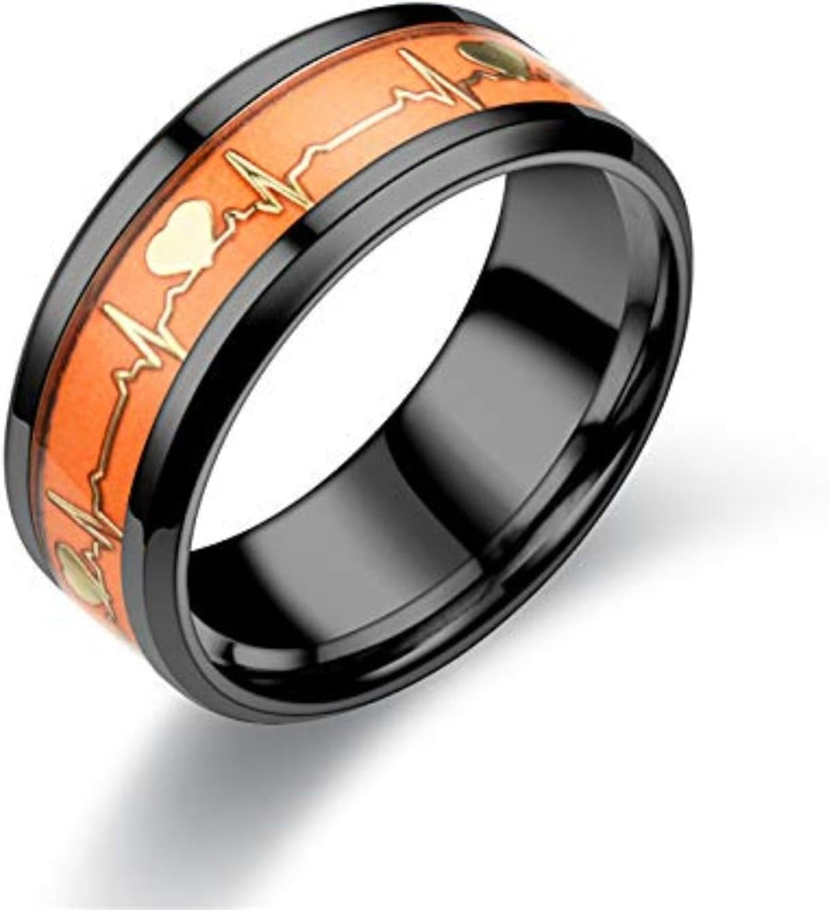 Glow-in-the-Dark Heartbeat Promise Rings - Engraved Matching
