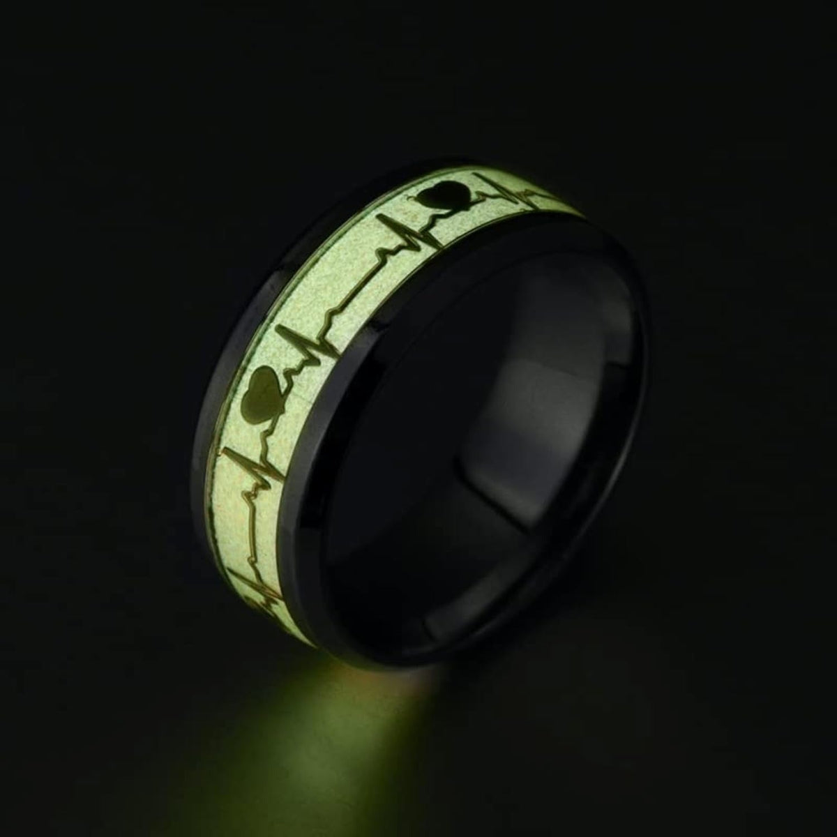 Glow-in-the-Dark Heartbeat Promise Rings - Engraved Matching